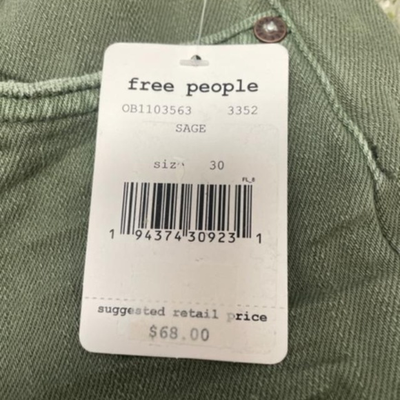 NWT $68 We The Free People Sage Green Distressed Hi-Rise Shorts - Picture 5 of 11